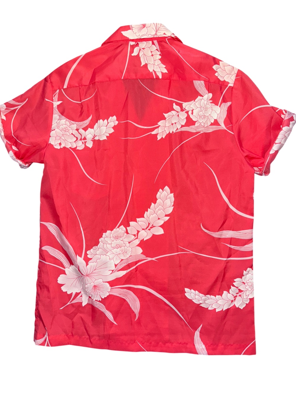 Hilo Hattie Red Hawaiian Floral Camp Shirt with White Flowers - Picture 4 of 4
